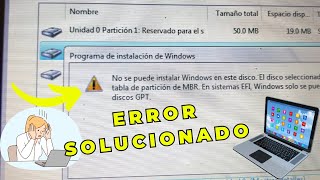 No se puede instalar windows en este disco el disco seleccionado tiene tabla de partición MBR o GPT [upl. by Kane]