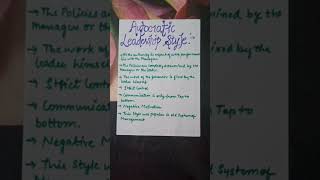 Autocratic Leadership Style 11th 12th bcom mcom leadership autocratic commerce youtubeshort [upl. by Keifer]