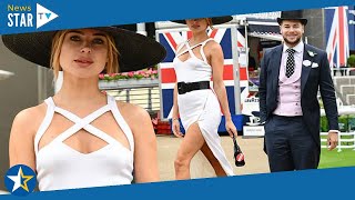 Kimberley Garner puts on a leggy display in daring white thighsplit dress 703995 [upl. by Apurk]