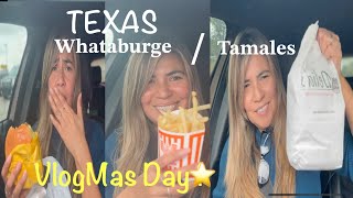 Vlogmas Road trip 🚙 Tamales to go 😋 eating whataburger 🍔 [upl. by Asamot]