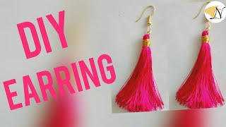 Super Easy String Tassel Earrings DIY [upl. by Kcirrem]