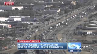 Truck wreck snarls traffic in Lewisville [upl. by Yorztif526]