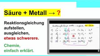 Säure und Metall Reaktionsgleichungen aufstellen und ausgleichen schwerere Aufgaben [upl. by Spancake]