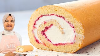 The lightest most moist SWISS ROLL cake recipe Ive ever had Literally melts in your mouth [upl. by Koziarz]