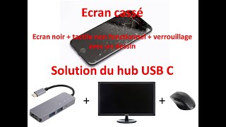 Tuto  Récupérer données téléphone écran cassé Solution hub USB C Ecran et tactile HS [upl. by Boggers]