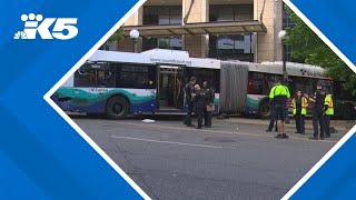 Sound Transit bus crashes into structure in downtown Seattle [upl. by Hackett]