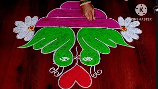 new year special 82 peacock rangoli design muggulu everyday muggulu kolam all designs 2025🦚🦚⚛️👌 [upl. by Lindsey]