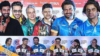 UNCUT  Actors Cricket Bash 2024  Press Meet  Fahmaan Khan  Sharad Kelkar  Aly Goni  Manav [upl. by Pachton264]