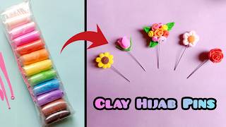 How to make hijab pin at home  DIY clay hijab pin  Floral hijab pins 🌺🌹  ArtisticHaiqa [upl. by Wadesworth248]