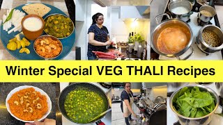 सर्दियों की Special Thali  Winter Veg LunchDinner Meal Ideas  Chole Palak Gajar ka Halwa Achar [upl. by Leacim483]