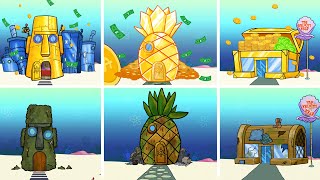 TODAS las casas de Bob Esponja Casa pobre vs Casa rica  Animación del video musical de Bob Esponja [upl. by Hotchkiss615]