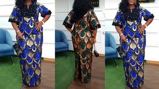 How to cut and sew this Aline Ankara long gown with slited neckline [upl. by Moretta]