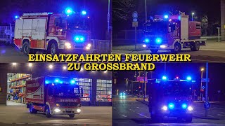 Einsatzfahrten Feuerwehr zu Großbrand in Ettlingen  Blaulicht  Pressluft  Sonderfahrzeuge 🚒🔥🚒 [upl. by Styles41]