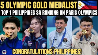 WOW 5 GOLD MEDALIST sa PARIS OLYMPICS Philippines RANK 1 sa SOUTHEAST ASIA Congratulations [upl. by Notreve]