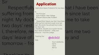 application for fever two days school to principal in englishapplication englishspeaking [upl. by Clarie]