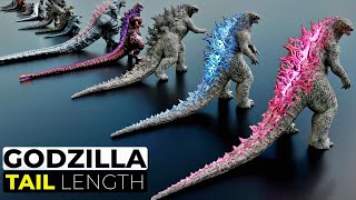 Godzilla Tail Length Size Comparison 3D  3D Comparison  Godzilla Tail Size Comparison 3D [upl. by Bigot]