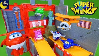 Super Wings Toys Jett New York City Pack N Go Travel Playset NYC Dizzy Donnie Jerome Airport Toys [upl. by Annaeirb]