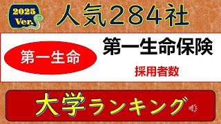 2025Ver人気284社、第一生命保険・採用者数、大学ランキング [upl. by Josh]