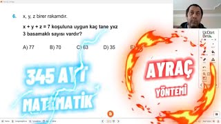 AYRAÇ YÖNTEMİ TEKRARLI PERMÜTASYON 345 AYT MATEMATİK [upl. by Je]