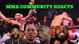 ILIA TOPURIA VS MAX HOLLOWAY REACTIONS MMA COMMUNITY REACTS TO ILIA TOPURIA VS MAX HOLLOWAY [upl. by Xuerd]