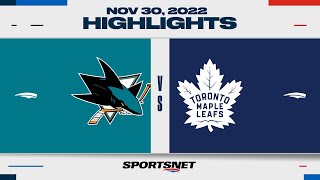 NHL Highlights  Maple Leafs 3 vs Sharks 1  November 30 2022 [upl. by Josey782]