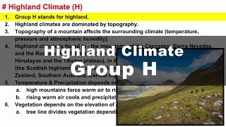 Koppen Scheme  Highland Climate H  UPSC IAS Geography [upl. by Tiga837]