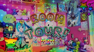 Rainbow Room Tour ☆ 20232024 maximalist colorful cluttercore room tour ☆ bunny hospital [upl. by Nwadrebma]