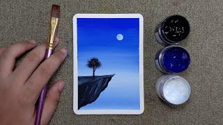 Easy Poster Color Night Sky Painting for Beginners • Stepbystep Tutorial [upl. by Brandais]