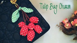 DIY Tulip Bag Charm  Gantungan Kunci Tulip Kain Perca Recycling Project by Elysia Handmade [upl. by Annorah]