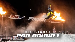 Amsoil Championship Snocross 2022  Pro Round 1 Final Highlights [upl. by Hagep841]