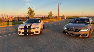 2022 BMW M550 vs 2021 WideBody Charger Scat Pack… [upl. by Razaile]