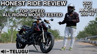 2021 TVS Apache 2004V Honest Ride Review in TELUGU This is Worth Buying Best Budget 200cc Bike [upl. by Sakul522]