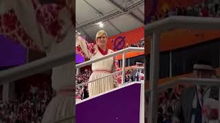 Former president Kolinda Grabar Kitarovic in Doha Qatar supporting Croatia in 41 win over Canada [upl. by Nahbois]