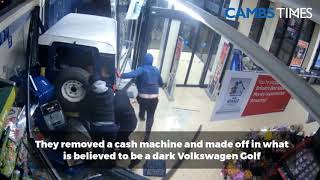 Dramatic CCTV shows stolen Land Rover used in ram raid on Aldi in Chatteris [upl. by Mullins724]