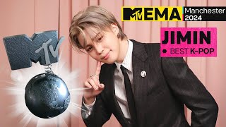 BTS JIMIN wins Best Kpop Award at MTV EMAs 2024 in Manchester [upl. by Arracot]