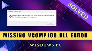 How to Fix Missing VCOM100DLL Error  Windows 32 amp 64bit [upl. by Michail731]