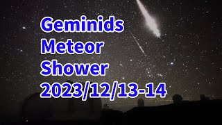 Geminid meteor shower 2023121314 LIVE from Subaru Telescope MaunaKea Hawaii [upl. by Saffier]