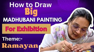 How to Draw Big Madhubani Painting for Beginners  Madhubani Painting Ideas  Easy Painting [upl. by Elysee]