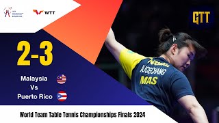 Epic battle between Malaysia and Puerto Rico at the World Team Table Tennis Championships 2024 [upl. by Mobley]