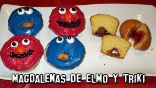 ✔ Recetas de Cocina  Como Hacer Magdalenas decoradas Elmo y Triki  Cupcakes [upl. by Vaden698]