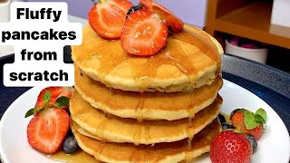 How to Make Fluffy Pancakes from Scratch for beginners  Christmas recipes  Breakfast recipes [upl. by Ailedo]