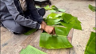 Amazing process of making plates from banana tree leaves amazingvidio platesfrombanana treeleav [upl. by Deerc]