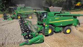 Getreideernte 2022 Mähdrescher John Deere Combine Harvester Traktor Lohnunternehmen Landwirtschaft [upl. by Citron]