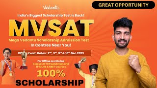 Vedantu MVSAT Exam for upto 100 Scholarship  Vedantu Scholarship Test for Jee and Neet Aspirants [upl. by Frank967]