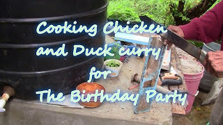 Cooking Duck and Chicken curry for the Birthday party Guyana  HD [upl. by Amalbena]