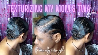 Relaxing 😱 My Moms TWA Natural Hair For The 1st Time  Quick Tutorial [upl. by Hanimay]