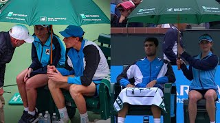 Carlos Alcaraz vs Jannik Sinner Indian Wells semifinal match suspended [upl. by Weisbrodt]