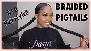 BRAIDED PONYTAIL  PIGTAILS USING BRAIDING HAIR [upl. by Ettelrahc]