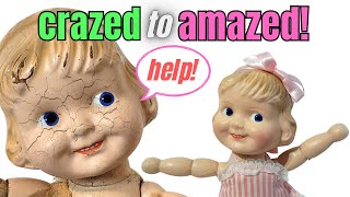 Crazed Antique Margie and Pinkie Dolls Get Rescue Makeovers [upl. by Aniroz871]