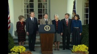 President Reagans Remarks at a Ceremony for PresidentElect George Bush on November 9 1988 [upl. by Aimil]